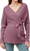 OUGES Womens Soft Cotton Blend Maternity Sweater Wrap V Neck Long Sleeve V Back by OUGES