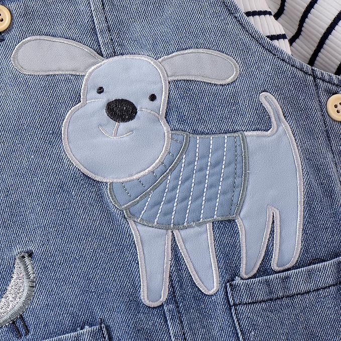 Baby Boy Clothes Fall Winter Outfits Long Sleeve Striped Romper Cute Cartoon - Image 8