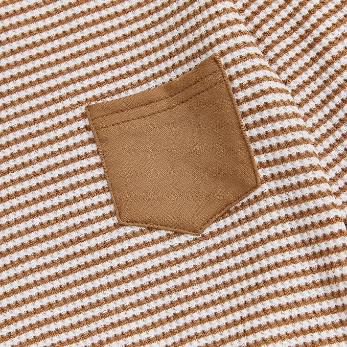 Toddler Baby Boy Fall Clothes Waffle Outfit Long Sleeve Color Blocking - Image 3