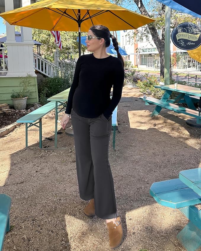 G4Free Maternity Pants Over The Belly Yoga Dress Work Pregnancy Pants Stretchy - Image 3