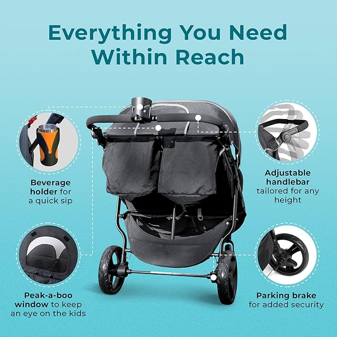 Gaggle by Foundations Roadster Duo Side by Side Double Stroller | Lightweight - Image 3
