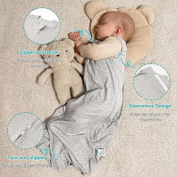 Rayon Made from Bamboo Sleep Sacks 0.5 TOG summer Wearable Blanket Baby 6-12 - Image 3