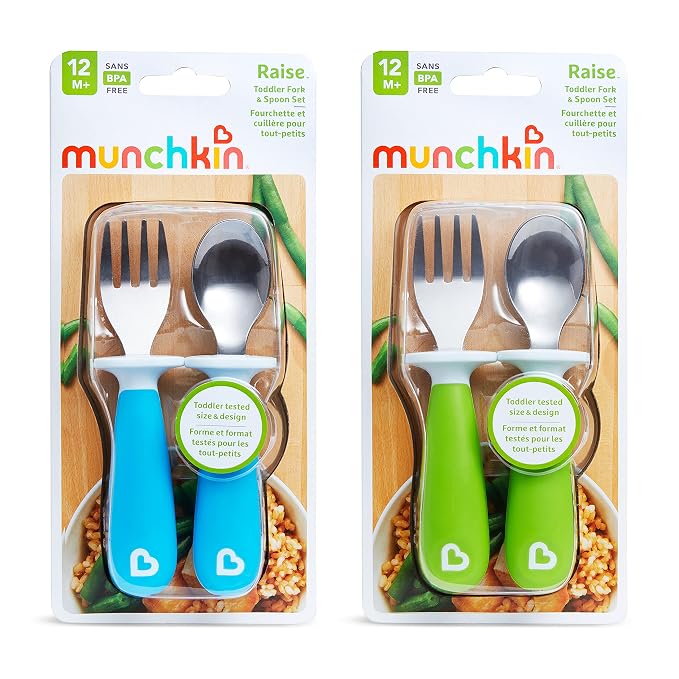 Munchkin® Raise™ Toddler Fork and Spoon Utensil Set, Rest Keeps Tip Off Table - Image 4