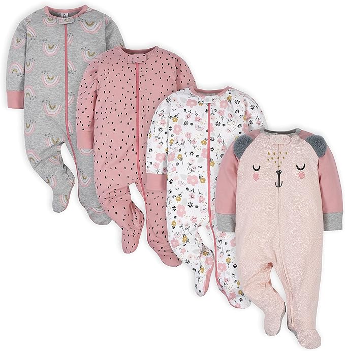 Gerber Baby Girls 4 Pack Sleep 'N Play Footie by Gerber