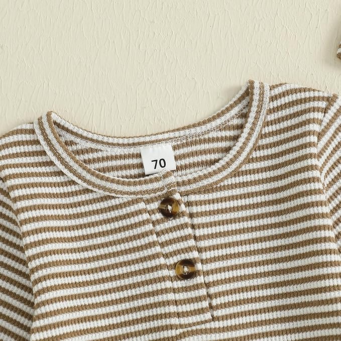 Kuriozud Newborn Infant Unisex Baby Boy Girl Clothes Button Romper Jumpsuit - Image 5