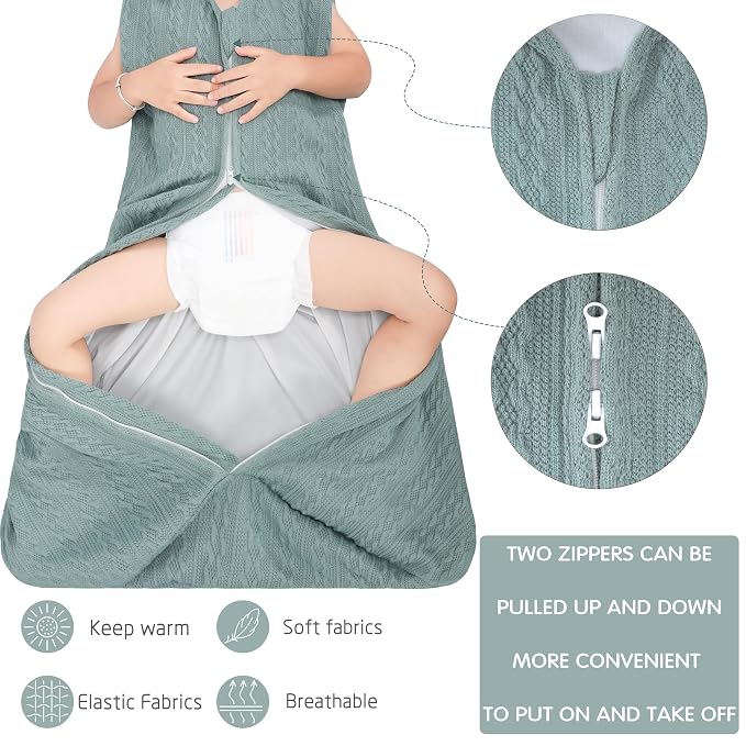 Baby Sleep Sack 12-18 Months, Baby Wearable Blanket 100% Acrylic knit 2-Way - Image 2
