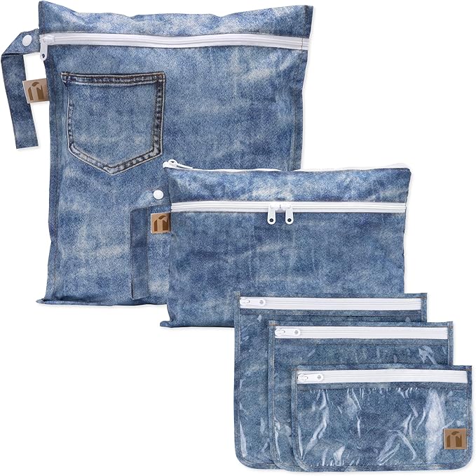 Bumkins Roamio Travel Set – Waterproof Wet Bag, Wet/Dry Clutch, 3 Clear TSA by Bumkins