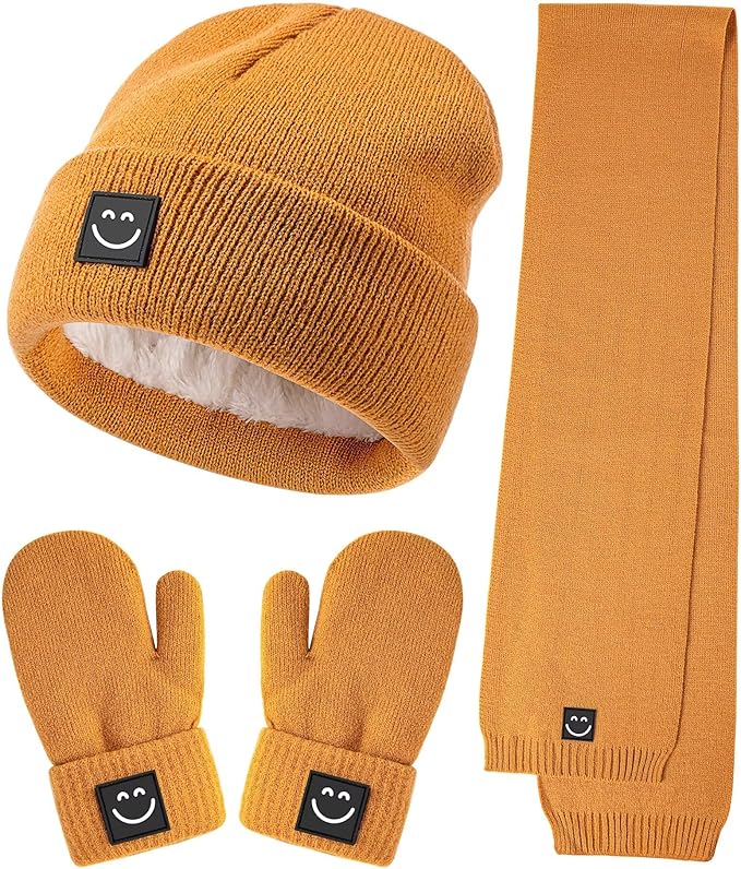 Baby Beanie Mittens Scarf Set, Toddler Kids Winter Hat and Thermal Gloves Neck by Hispeka