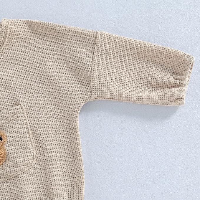 Douhoow Cute Baby Sweatshirt Romper Waffle Knit Baby Clothes Infant Girl Boy - Image 6
