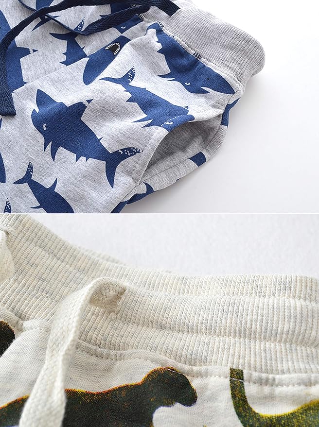 HUAER& Baby Boy's Jogger Pants Dinosaur Car Animal Print Drawstring Elastic - Image 4