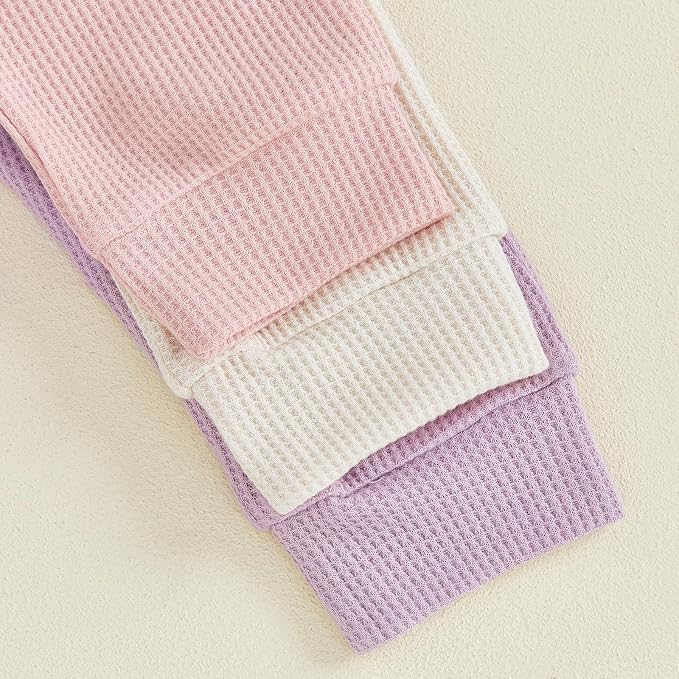 Sejardin Toddler Baby Boy Girl Pants 3 Pack Solid Color Elastic Waist Jogger - Image 7
