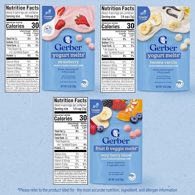 Gerber Stage 3 Baby Food Snacks, Strawberry, Banana Vanilla Yogurt Melts - Image 2