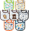 7Pcs Cotton Waterproof Baby Bibs Hook Loop Closure Newborn Bib Keepsake Baby by 2ooya