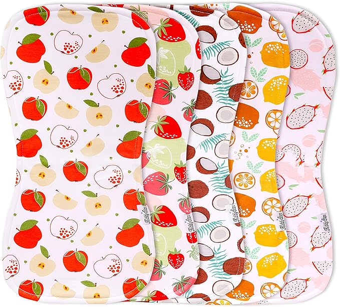 5-Pack Organic Cotton Burp Cloths – Large, Ultra-Soft 3-Layer Towels by KiddyStar%C2%AE
