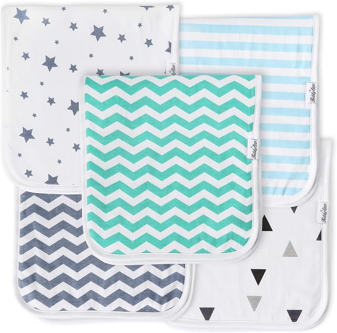 Premium 5-Pack Large Organic Cotton Burp Cloths – 3 Layers, Ultra Soft & by KiddyStar%C2%AE