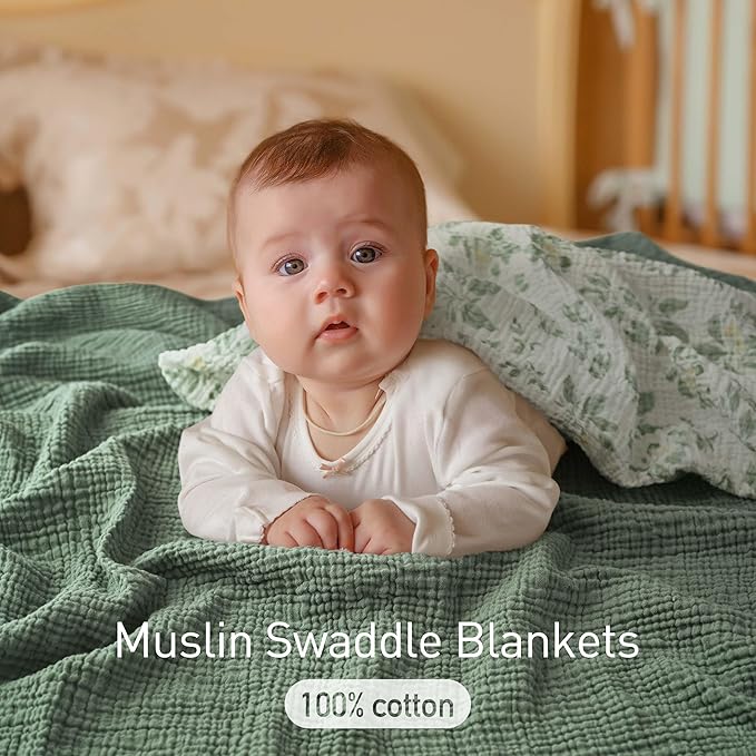GLLQUEN BABY Muslin Swaddle Blankets, Baby Swaddle Blanket Unisex, Osmanthus - Image 9