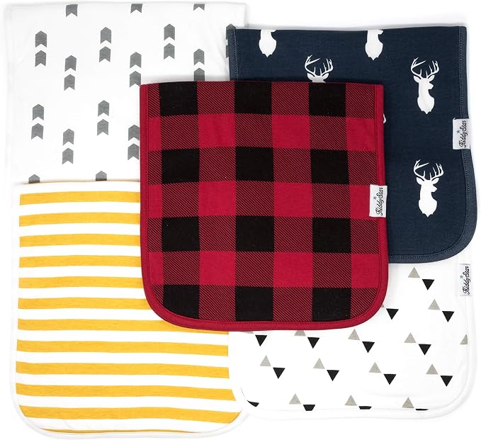 Premium 5-Pack Large Organic Cotton Burp Cloths – 3 Layers, Ultra Soft & by KiddyStar%C2%AE