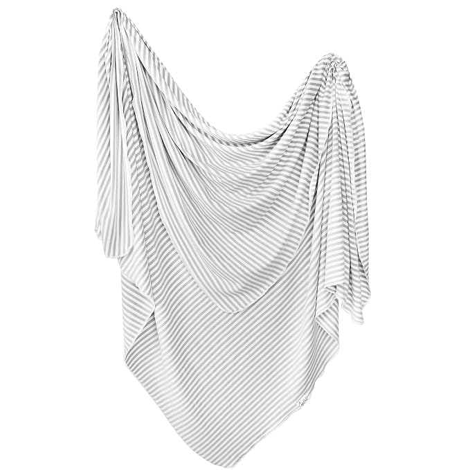 Copper Pearl Large Premium Knit Baby Swaddle Receiving Blanket Grey and White by CopperPearl