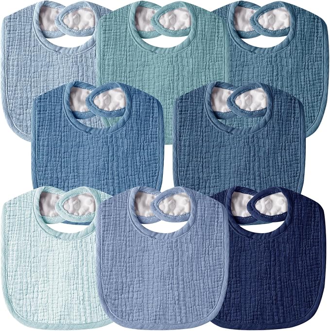 Muslin Baby Bibs for Unisex Boys Girls, Cotton Drool Bibs, Adjustable Newborn by WRRERNSIN