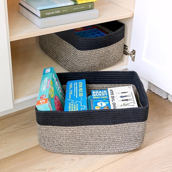 NaturalCozy Storage Baskets 16.8”x13”x7.6” Cotton Rope Woven Baskets - Image 8
