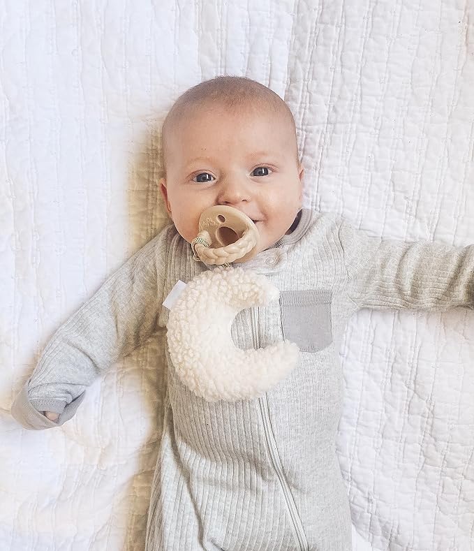 Itzy Ritzy Pacifier and Lovey Set; Detachable Plush Moon and Coordinating Toast - Image 3