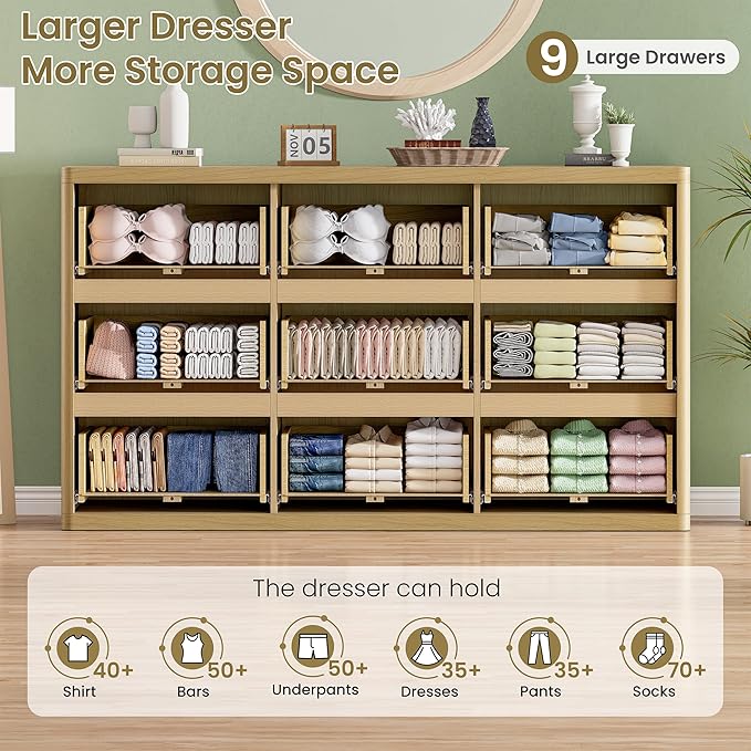 Fluted 9 Drawers Dresser, Modern Chest of Drawers - Image 3