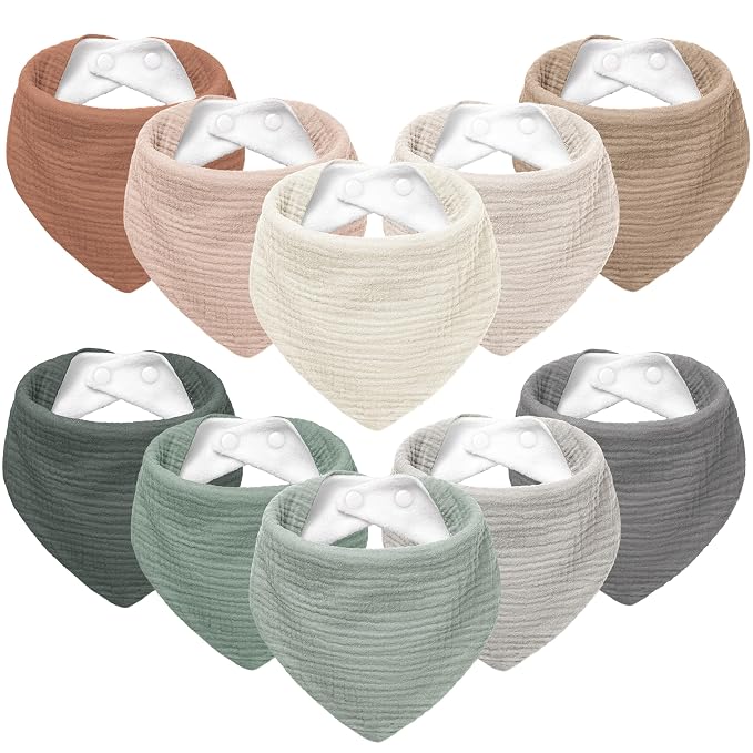 Susurration Muslin Baby Bibs 10Pack Baby Bandana Drool Bibs Soft Adjustable by Susurration