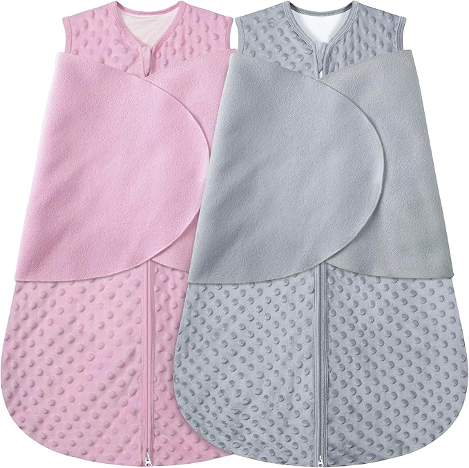 Fleece Newborn Sleep Sack Baby Swaddle, 3-Way Adjustable Wearable Blanket by BSTOPPT
