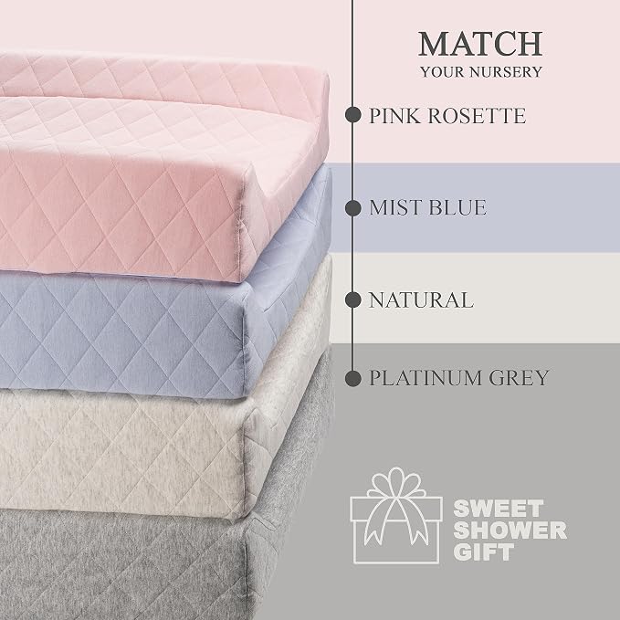 Organic Cotton Contoured Baby Changing Pad w/Waterproof Foam Mattress, Includes - Image 6