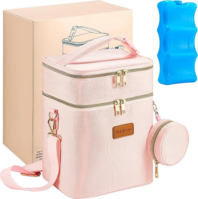 Breastmilk Cooler Bag with Ice Pack & Pacifier Case, Large Double Layer - Image 7