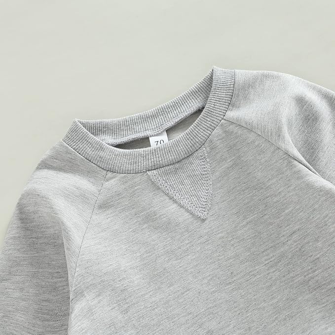 Toddler Baby Boy Clothes Solid Color Long Sleeve Crewneck Sweatshirt Top Casual - Image 3