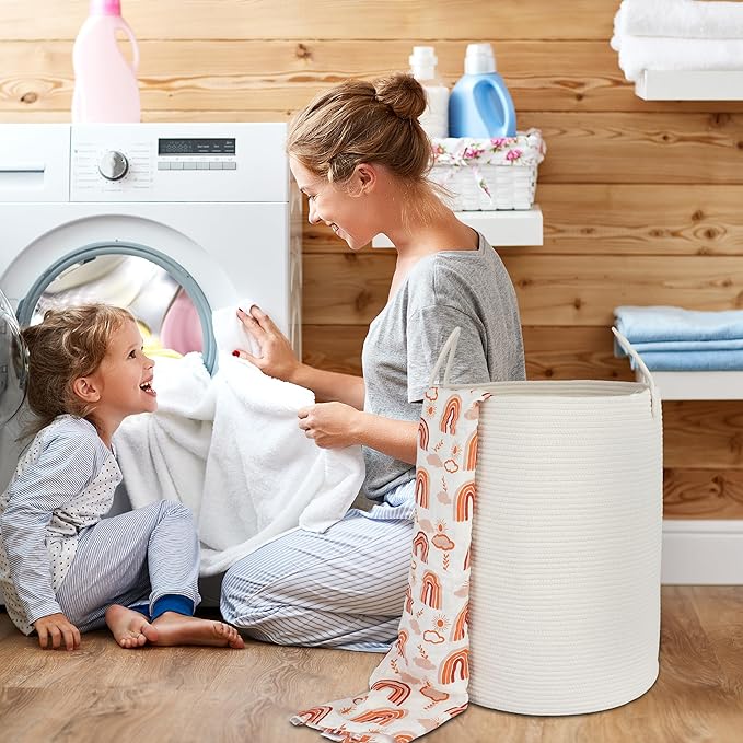Cotton Rope Laundry Basket Hamper - Image 4