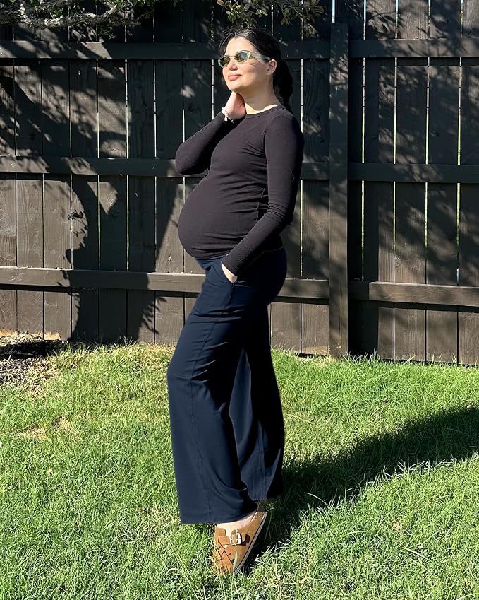 G4Free Maternity Pants Over The Belly Yoga Dress Work Pregnancy Pants Stretchy - Image 5