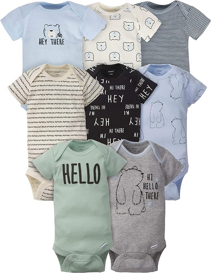Gerber unisex-baby 8-pack Short Sleeve Onesies Bodysuits by Gerber