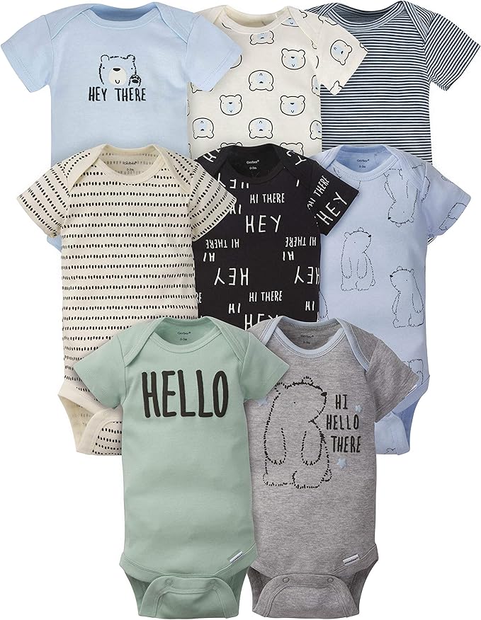 Gerber unisex-baby 8-pack Short Sleeve Onesies Bodysuits by Gerber