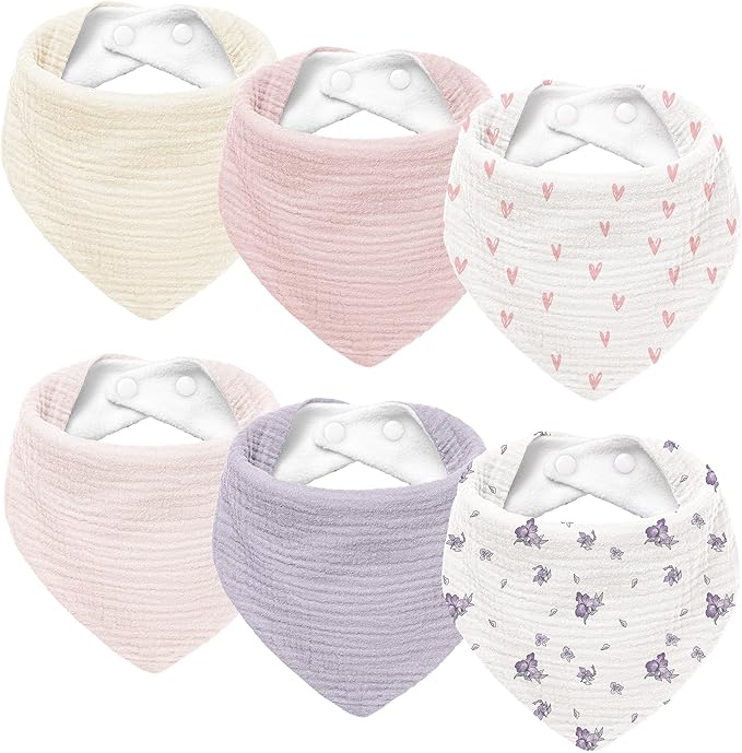 Susurration Muslin Baby Drool Bibs 6Pack Soft Triangular Adjustable Baby by Susurration