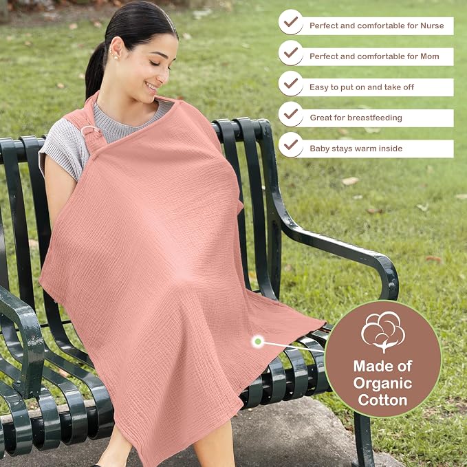 Premium Organic Breathable Muslin Nursing Cover - Image 8
