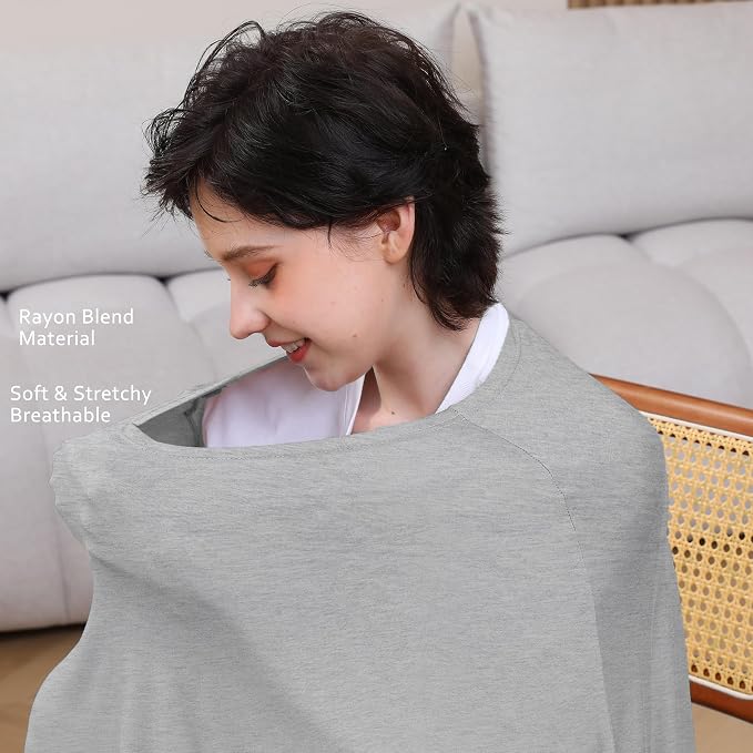 Nursing Cover for Breastfeeding, 360°Full Coverage Nursing Poncho, Rayon Soft & - Image 4