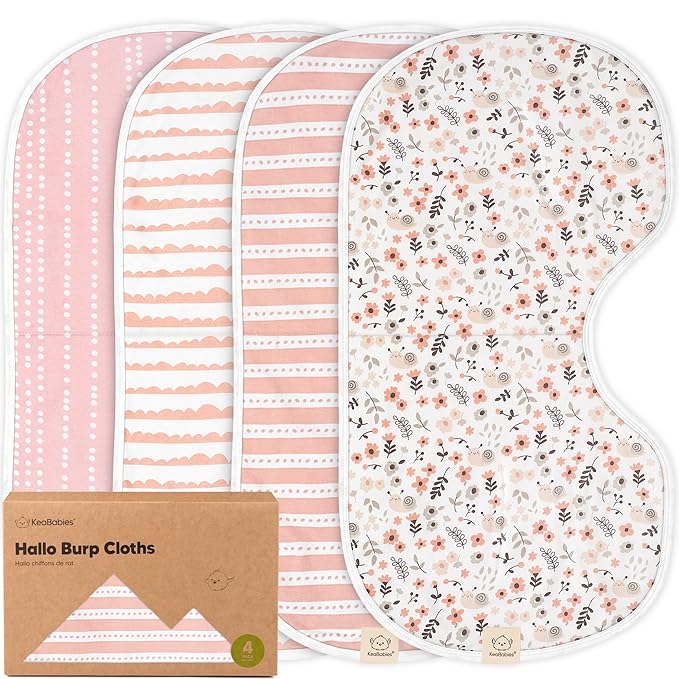 KeaBabies 4-Pack Baby Burp Cloths Baby Girl, Boy by KeaBabies