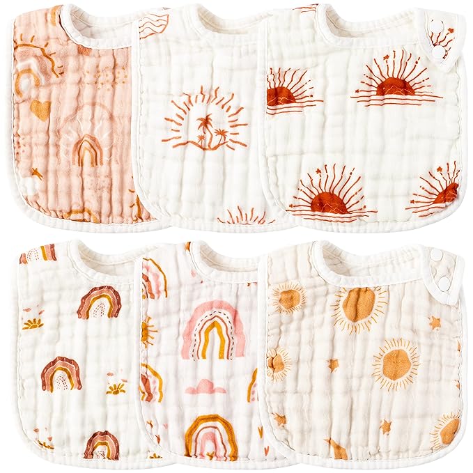 Zainpe 6Pcs Snap Muslin Cotton Bibs by Zainpe