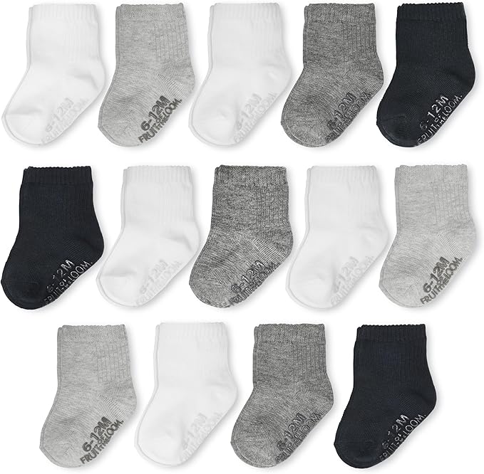 Fruit of the Loom Baby 14-Pack Grow & Fit Flex Zones Cotton Stretch Socks by FruitoftheLoom
