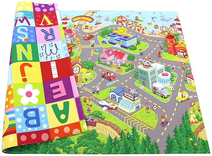 Baby Care Play Mat 73’’ x 49’’ Original One-Piece Reversible Rollable by Baby+Care+Play+Mat