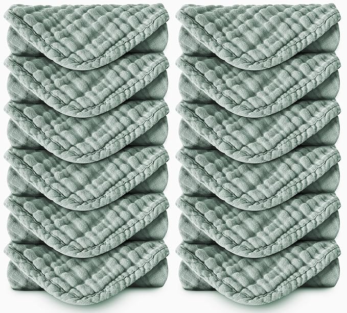 Muslin Burp Cloths 100% Cotton Large 20''x10'' Extra Soft and Absorbent Baby by Spotted+Play