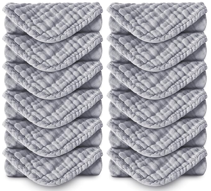 Muslin Burp Cloths 100% Cotton Large 20''x10'' Extra Soft and Absorbent Baby by Spotted+Play