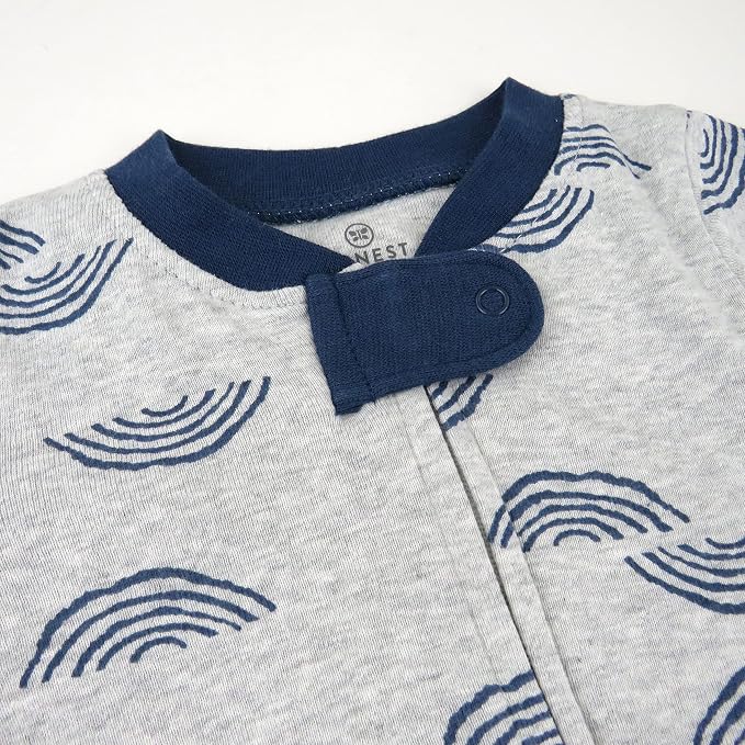HonestBaby Baby Sleep N' Play One-Piece Zip-Front Footed Organic Cotton Pajama - Image 3