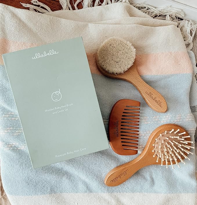 Ullabelle 3 Piece Wooden Baby Hair Brush and Comb Set - Image 7