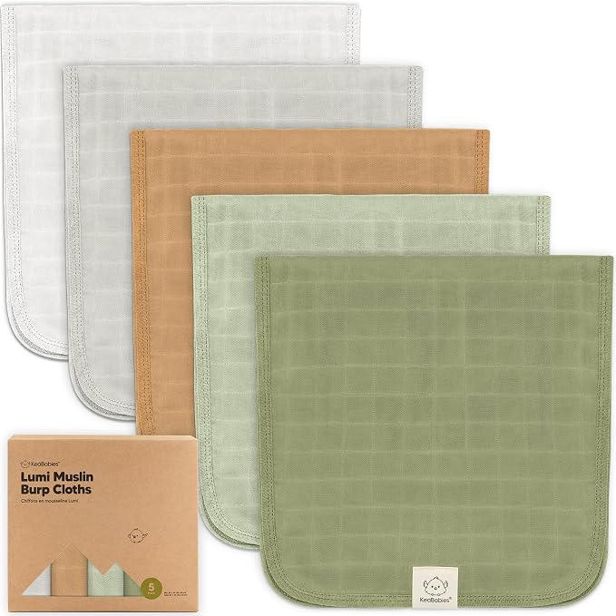 5-Pack Cotton Muslin Burp Cloths Baby Girls, Boys by KeaBabies