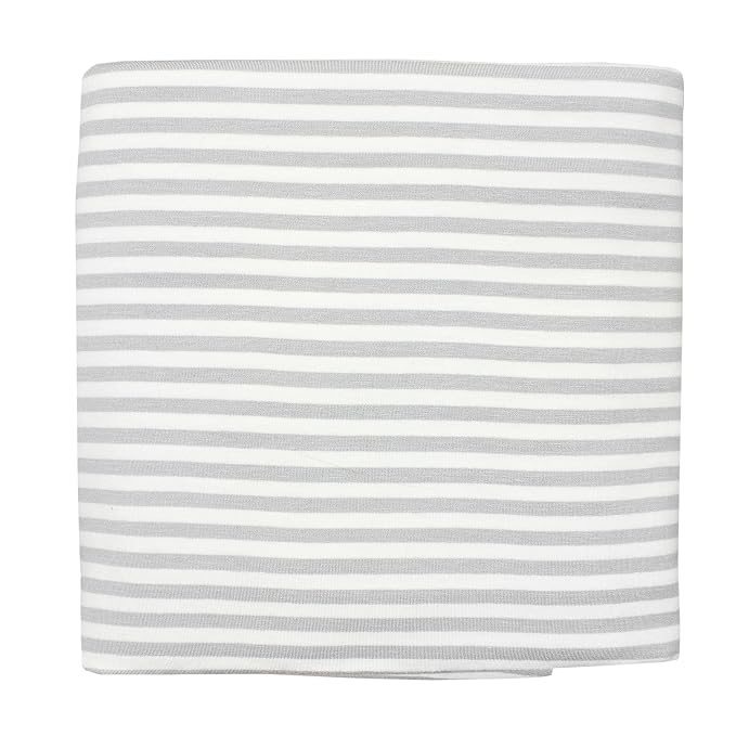 Copper Pearl Large Premium Knit Baby Swaddle Receiving Blanket Grey and White - Image 9