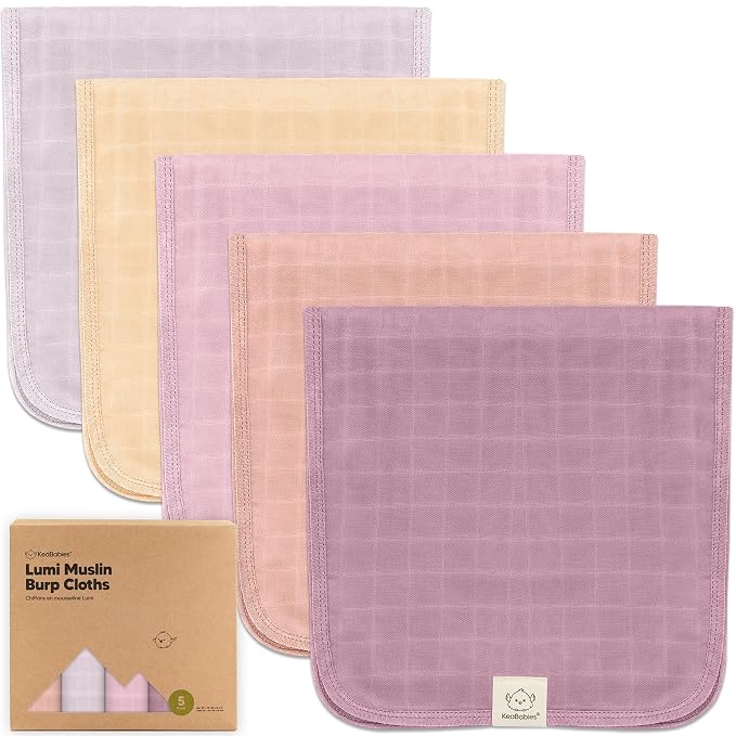 5-Pack Cotton Muslin Burp Cloths Baby Girls, Boys by KeaBabies