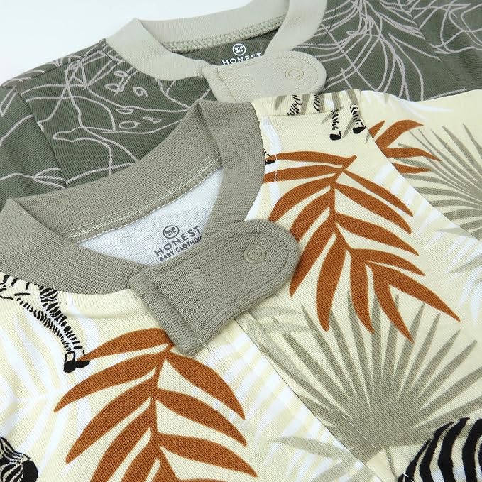 HonestBaby Baby Sleep N' Play One-Piece Zip-Front Footed Organic Cotton Pajama - Image 2